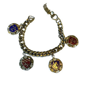 VTG Maxama Silver Tone Charm Chain Bracelet 7” Loins Singhars Tassels